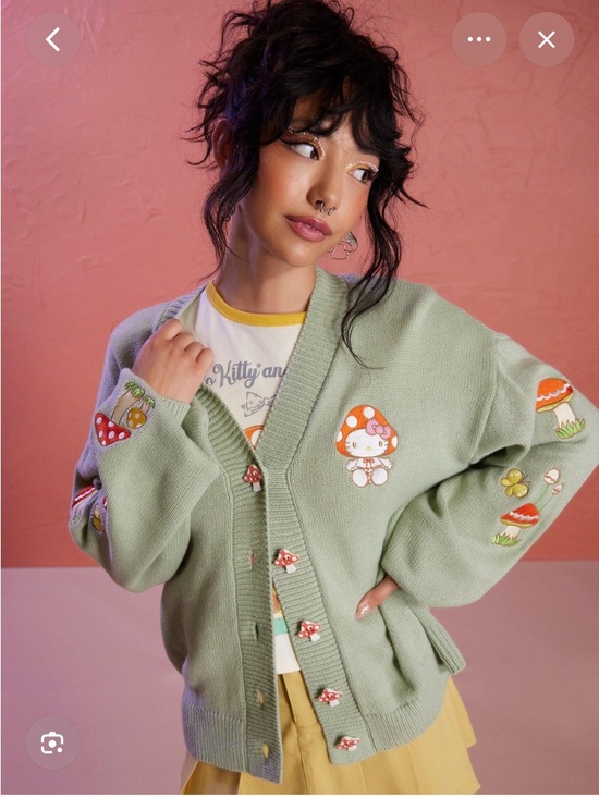 Hello Kitty Sweaters - Hello Kitty Mushroom Hot Topic Skimmer Cardigan